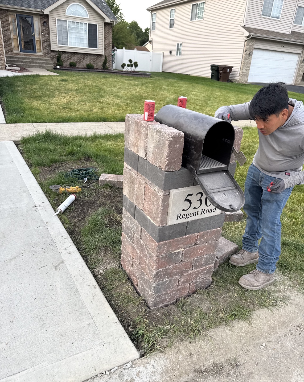 Mailbox Pillar Install In Progress